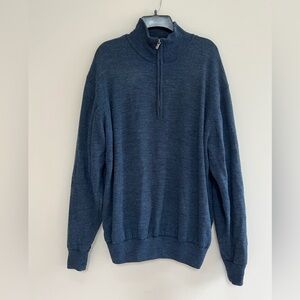 FootJoy Lined Performance Wool 1/4 Zip Windbreaker Sweater, Navy Blue, L